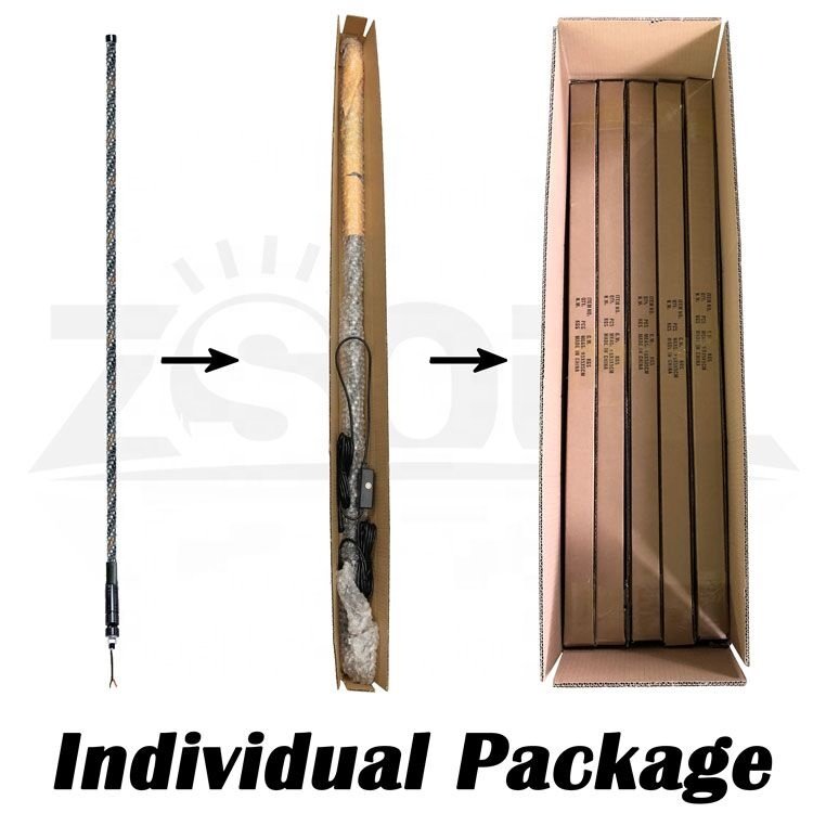 6ft LED Lighted Antenna With Fiberglass Tube Car Flag Pole Light With Spring Quick Release Mount and Mining Flag