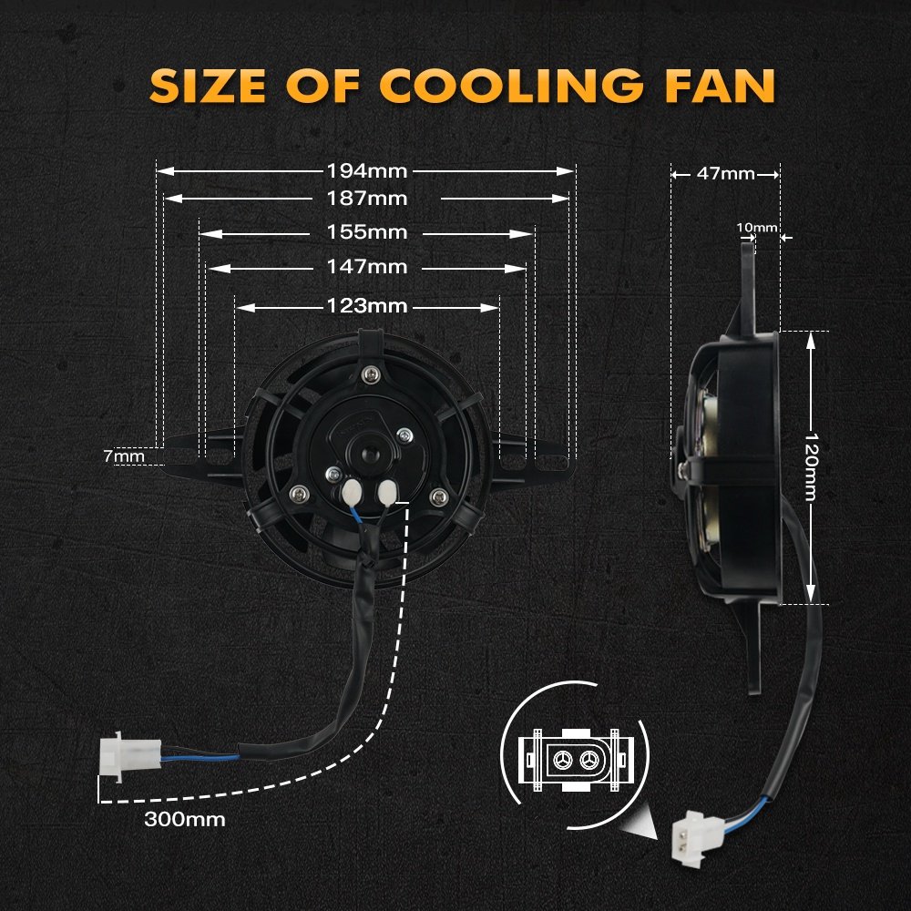 NiceCNC Motorcycle ATV 12V 5000 RPM Electric Radiator Cooling Fan for KTM EXC 300 Husqvarna GASGAS BETA Honda Yamaha Kawasaki