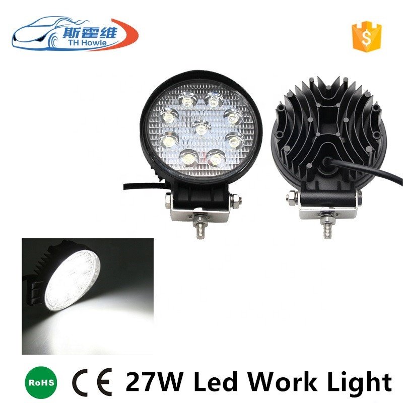 27W Round Car Led Work Lights Bar for Off Road SUV ATV Boat 12V Driving Lamps Flood Spot Beam Auto Led Daytime Running Lighting