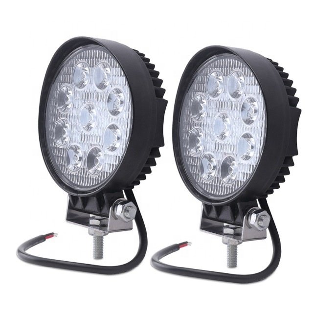 27W Round Car Led Work Lights Bar for Off Road SUV ATV Boat 12V Driving Lamps Flood Spot Beam Auto Led Daytime Running Lighting