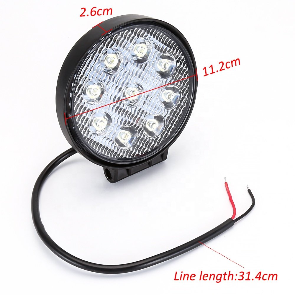27W Round Car Led Work Lights Bar for Off Road SUV ATV Boat 12V Driving Lamps Flood Spot Beam Auto Led Daytime Running Lighting