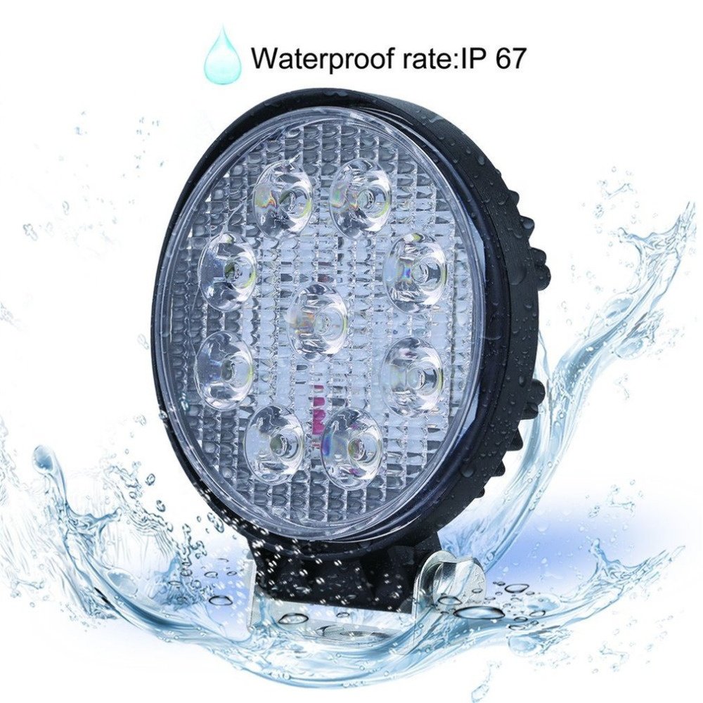 27W Round Car Led Work Lights Bar for Off Road SUV ATV Boat 12V Driving Lamps Flood Spot Beam Auto Led Daytime Running Lighting