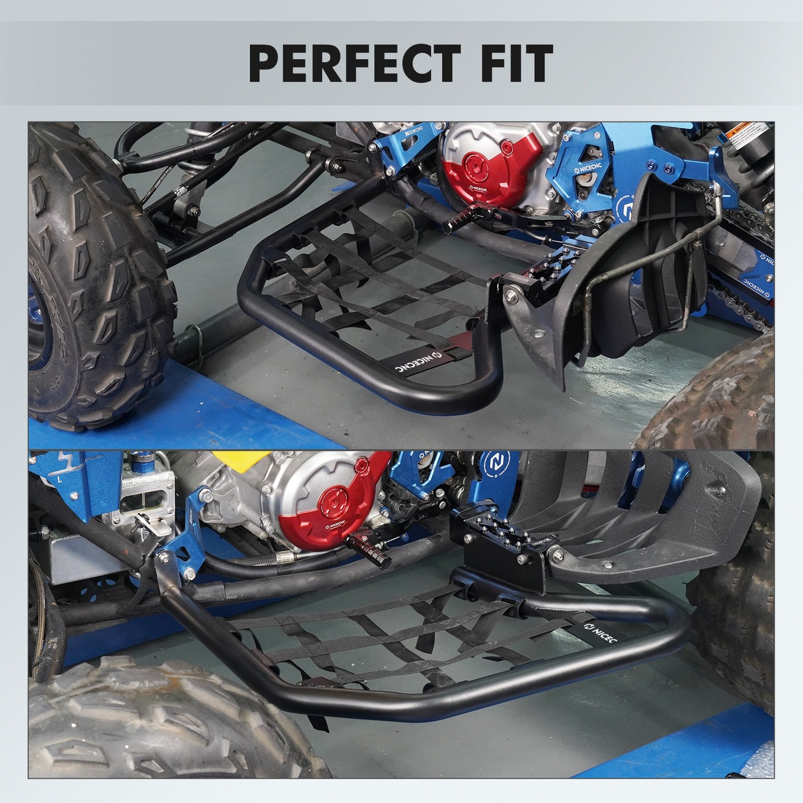 NiceCNC for Yamaha Raptor 700 700R Aluminum Nerf Bars 2006-2023 2008 Foot Guard Pegs with Protective Net Quad ATV Accessories