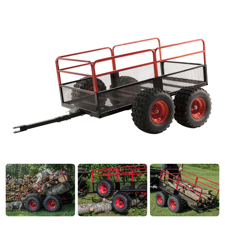 Small Atv Tow Behind Trailer Telescopic Climbing Trailer Agricultural With Foldable Sides Cage Trailer