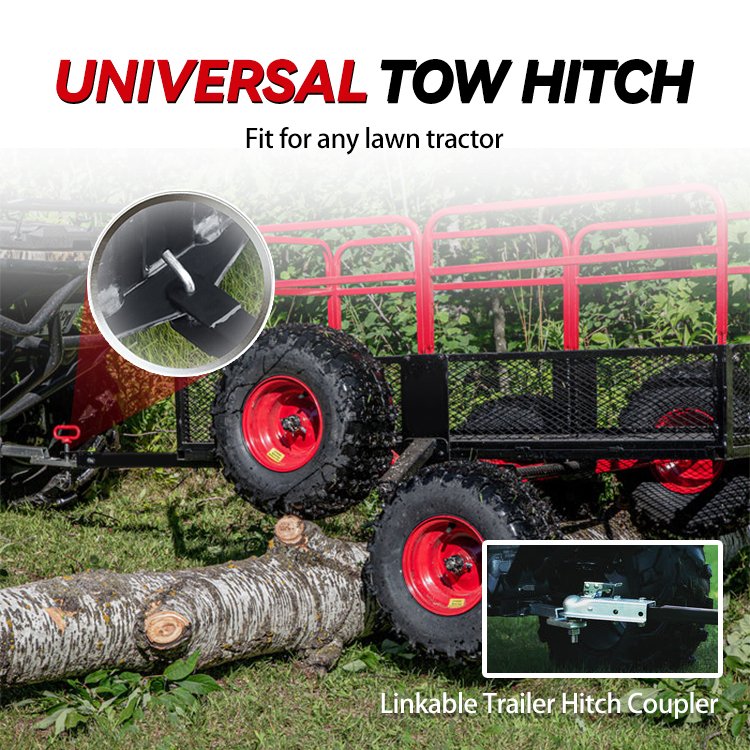 Small Atv Tow Behind Trailer Telescopic Climbing Trailer Agricultural With Foldable Sides Cage Trailer
