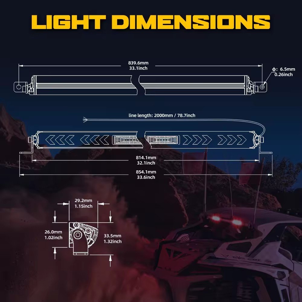 32 Inch UTV Tun signal Tail Lights Rear chase Led bar for ATV RZR Polaris SXS with Brake Light Reversing