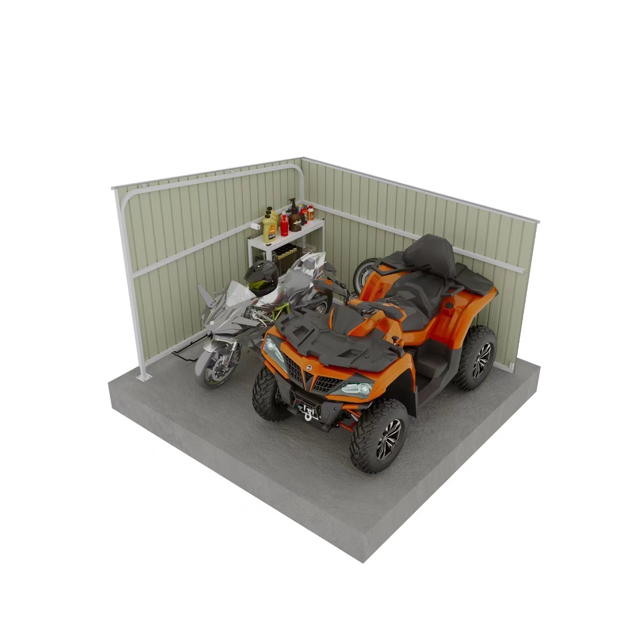 ELS1009-H200 Heavy-Duty Steel Structure Steel Frame ATVs Carport Shed
