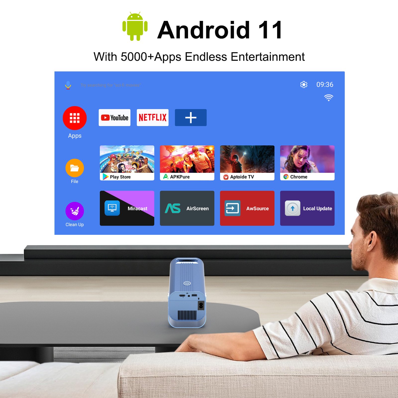 Hot-selling ATV LCD Projector H96MAX B11 Smart Projector 720P Voice Remote Control Wifi 6 Projector