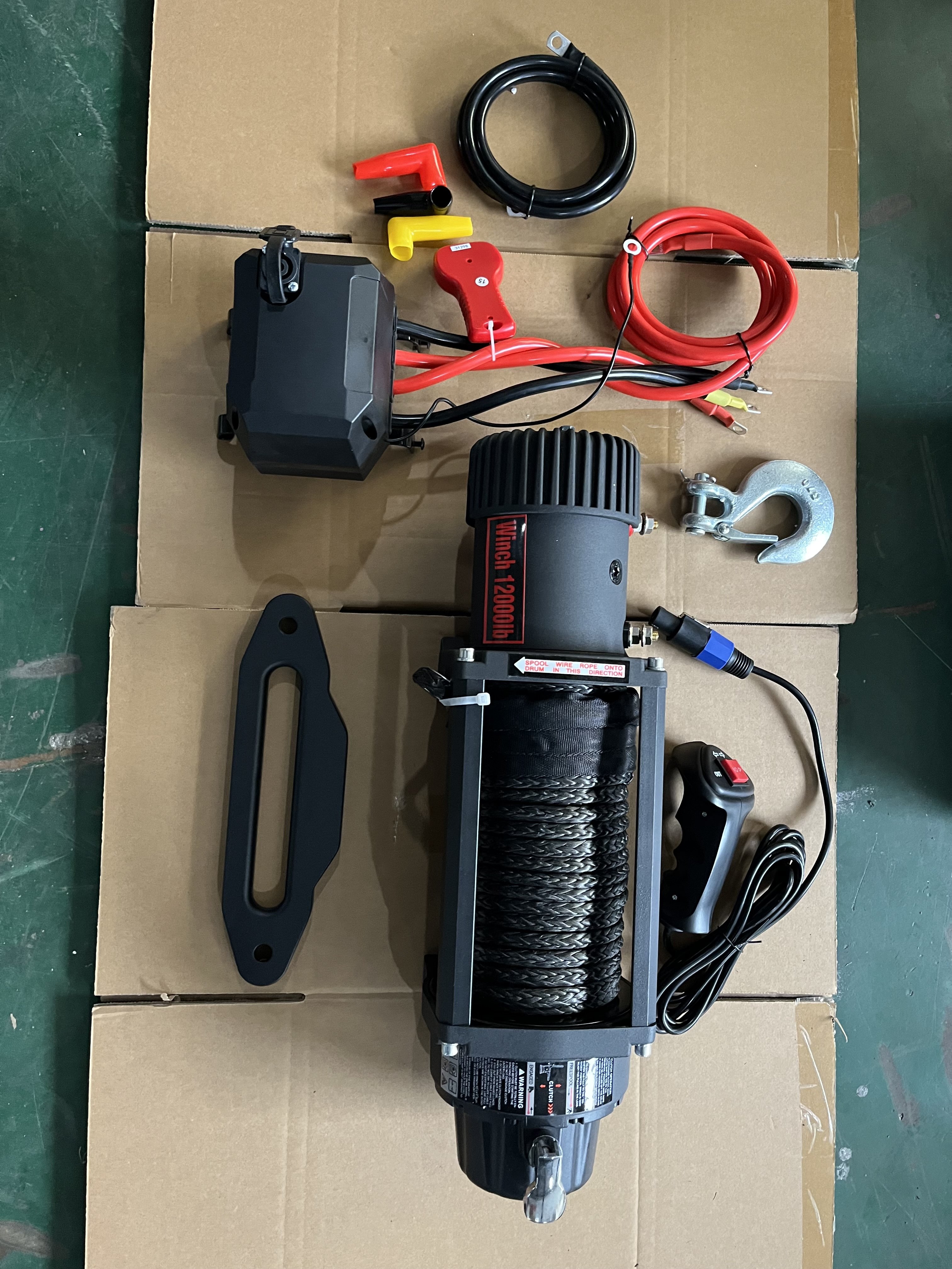 12V 12000 LBS ATV UTV OFF Road Wireless Handheld Remote and Corded Control Recovery Trailer Electric Winch