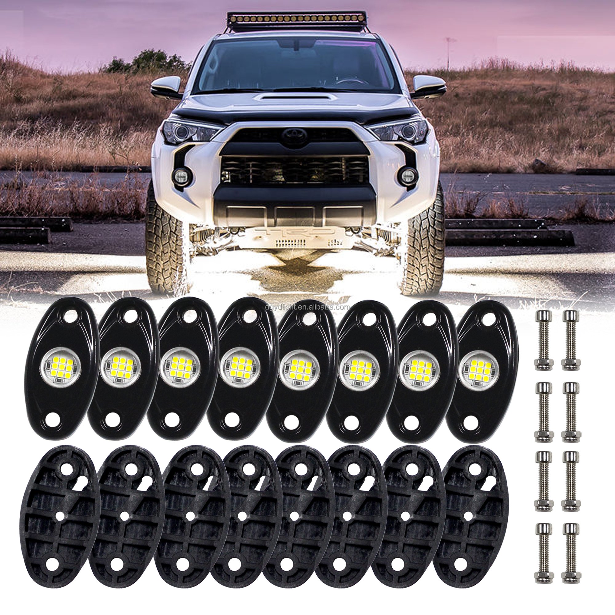 Underglow Pure White 9leds 9W Led Rock Light for Pickup Truck ATV UTV