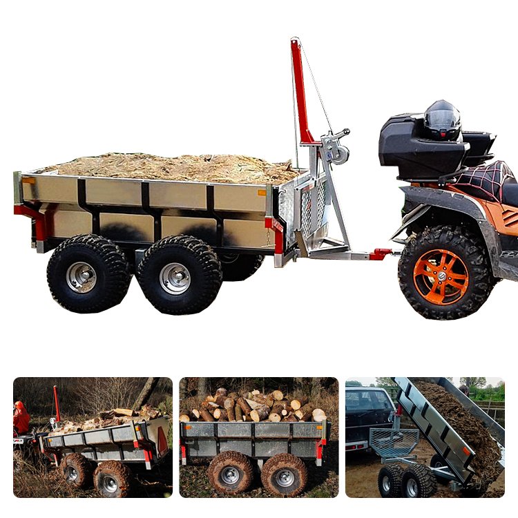 Heavy Duty Steel ATV Dump Trailer Utility Yard Trailers With Removable Sides for Riding Lawn Mower ATV Trailer