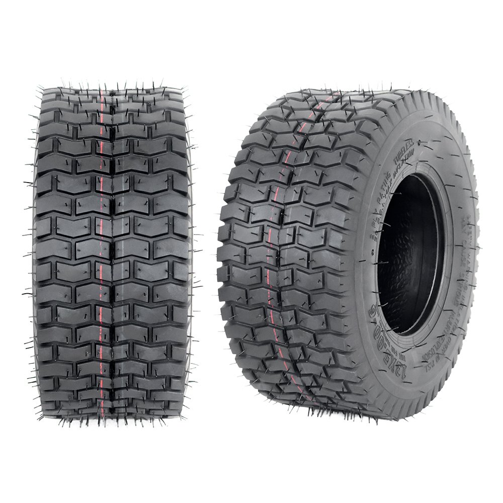 13x5.00-6 Lawn Mower Tires (4 Ply Tubeless), Tubeless Turf Tires for Riding Lawnmowers, Golf Carts, and ATV