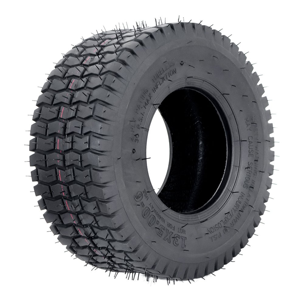 13x5.00-6 Lawn Mower Tires (4 Ply Tubeless), Tubeless Turf Tires for Riding Lawnmowers, Golf Carts, and ATV