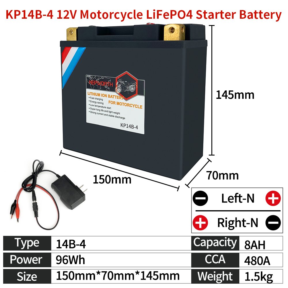 14S 14B-4 12V 8Ah CCA 480A NEW Lithium Phosphate Motorcycle Starter Battery LiFePO4 Scooter Engine Battery LFP for ATVs UTVs