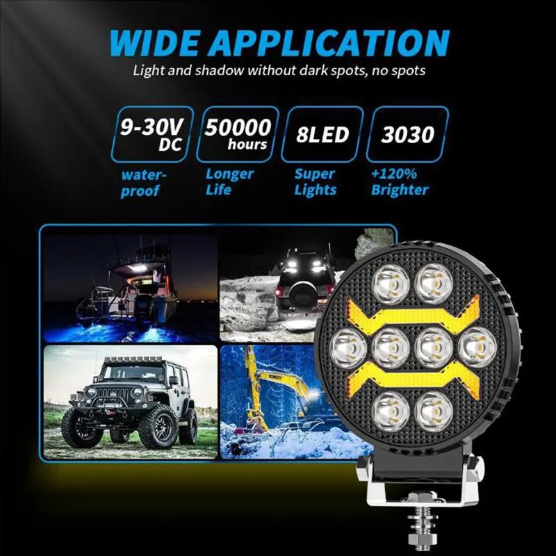 Factory Price Led Fog Driving Lights 4inch Round Led Work Light sealed Combo Light for Trucks Engineering Vehicles Off-road