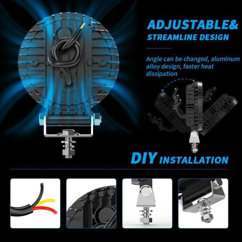 Factory Price Led Fog Driving Lights 4inch Round Led Work Light sealed Combo Light for Trucks Engineering Vehicles Off-road