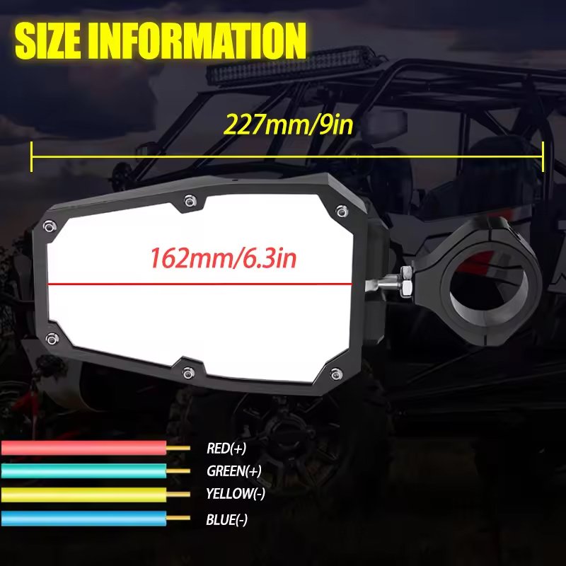 Universal ATV Rear View Mirror 360 Adjustable Folding Mirror with Led Light Illuminated Rearview Mirror for Off-road Vehicles