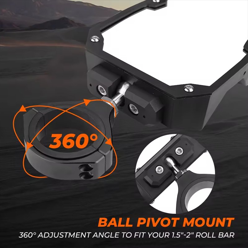 Universal ATV Rear View Mirror 360 Adjustable Folding Mirror with Led Light Illuminated Rearview Mirror for Off-road Vehicles