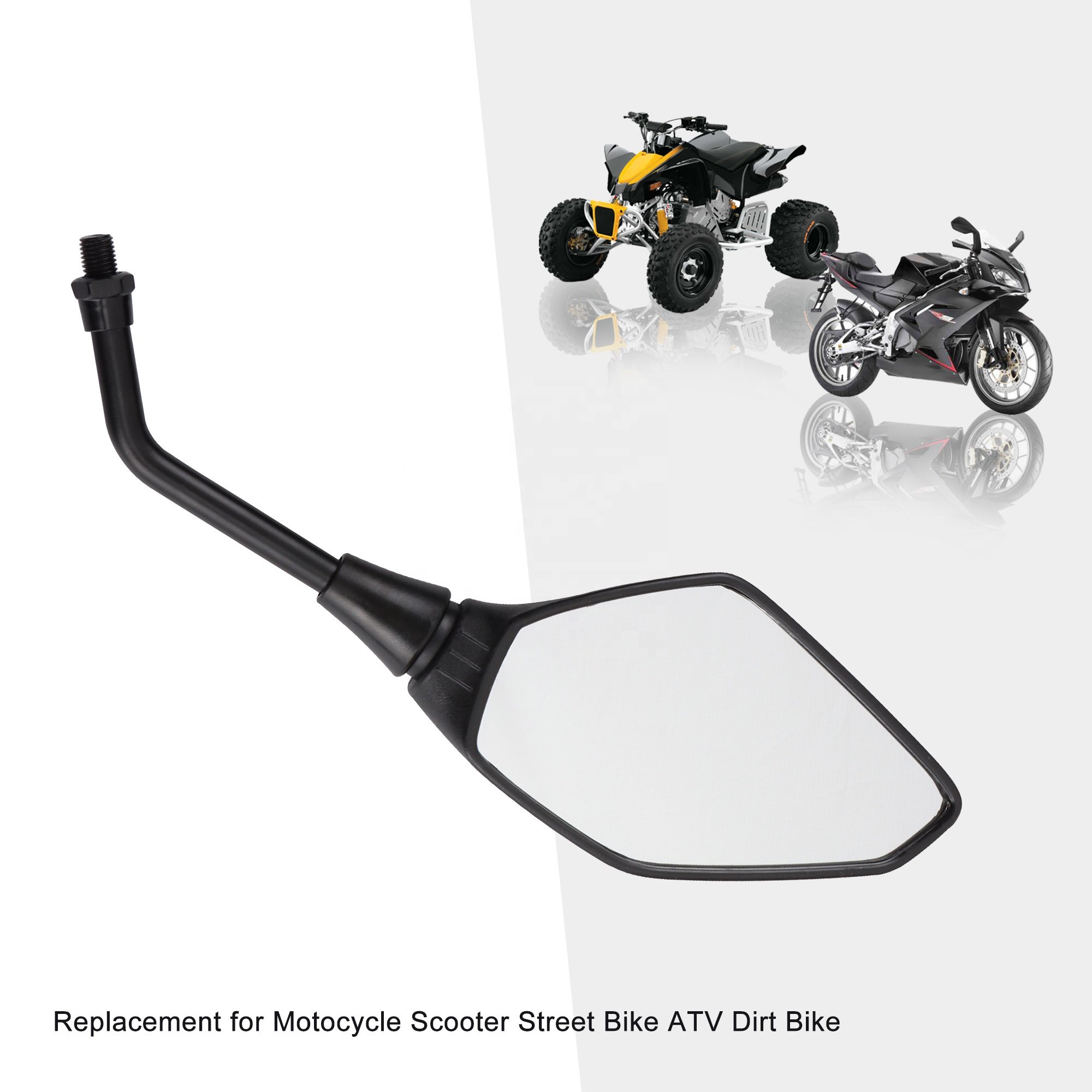 GOOFIT Motorcycle 10mm Rear View Side Mirror Pair Black with Bolt 7/8" Handlebar Clamp Replacement for ATV Scooter