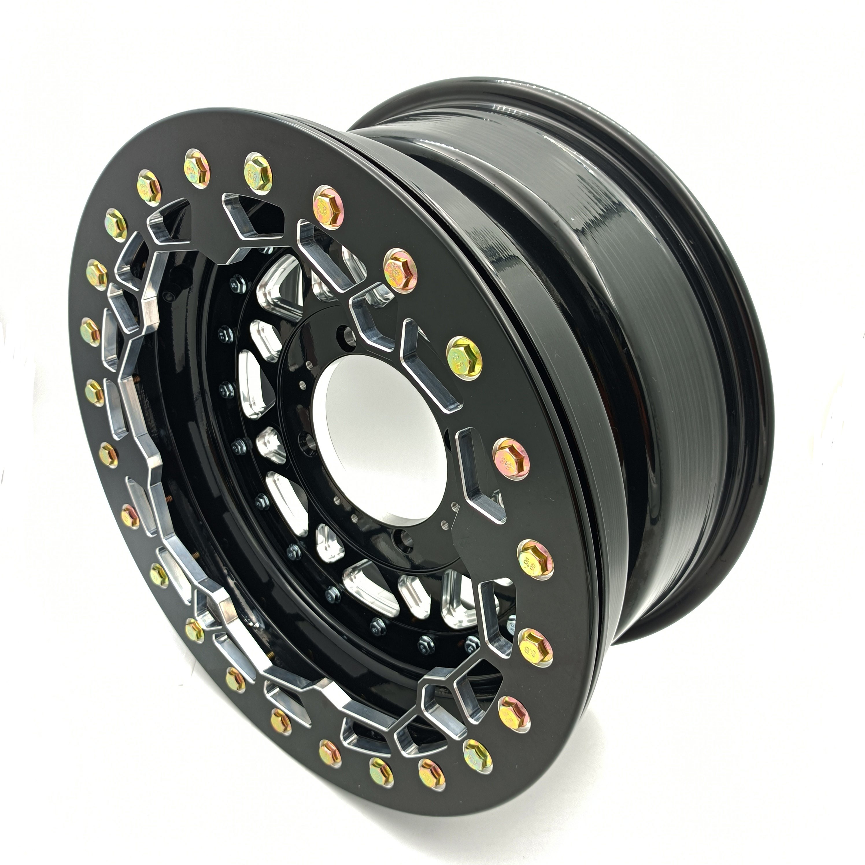 Side by Sides 4x4 ATV UTV Parts 15x7 4+3 4/136 UTV Wheels Rims15inch 3 Piece Beadlock Wheels for Cam Am UTV