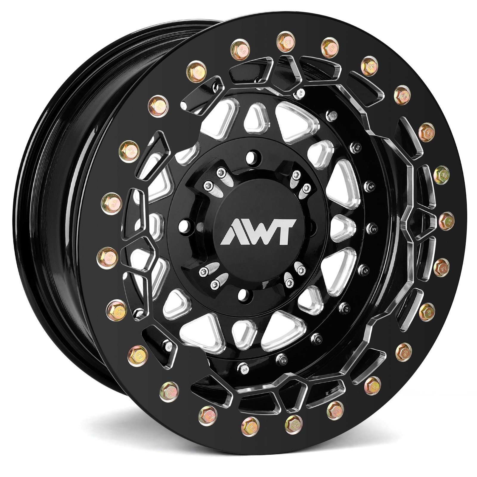 Side by Sides 4x4 ATV UTV Parts 15x7 4+3 4/136 UTV Wheels Rims15inch 3 Piece Beadlock Wheels for Cam Am UTV