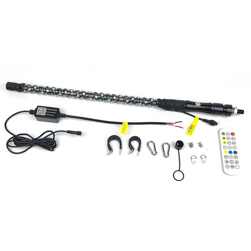Super Bright 2ft 3ft 4ft 5ft 6ft Quick Release Base Polaris Lighted 360 Spiral Rgb Chasing Led Whip Antenna