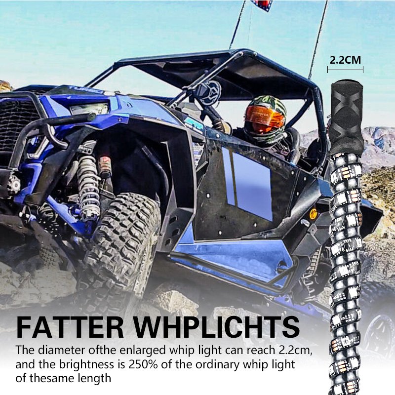 Super Bright 2ft 3ft 4ft 5ft 6ft Quick Release Base Polaris Lighted 360 Spiral Rgb Chasing Led Whip Antenna