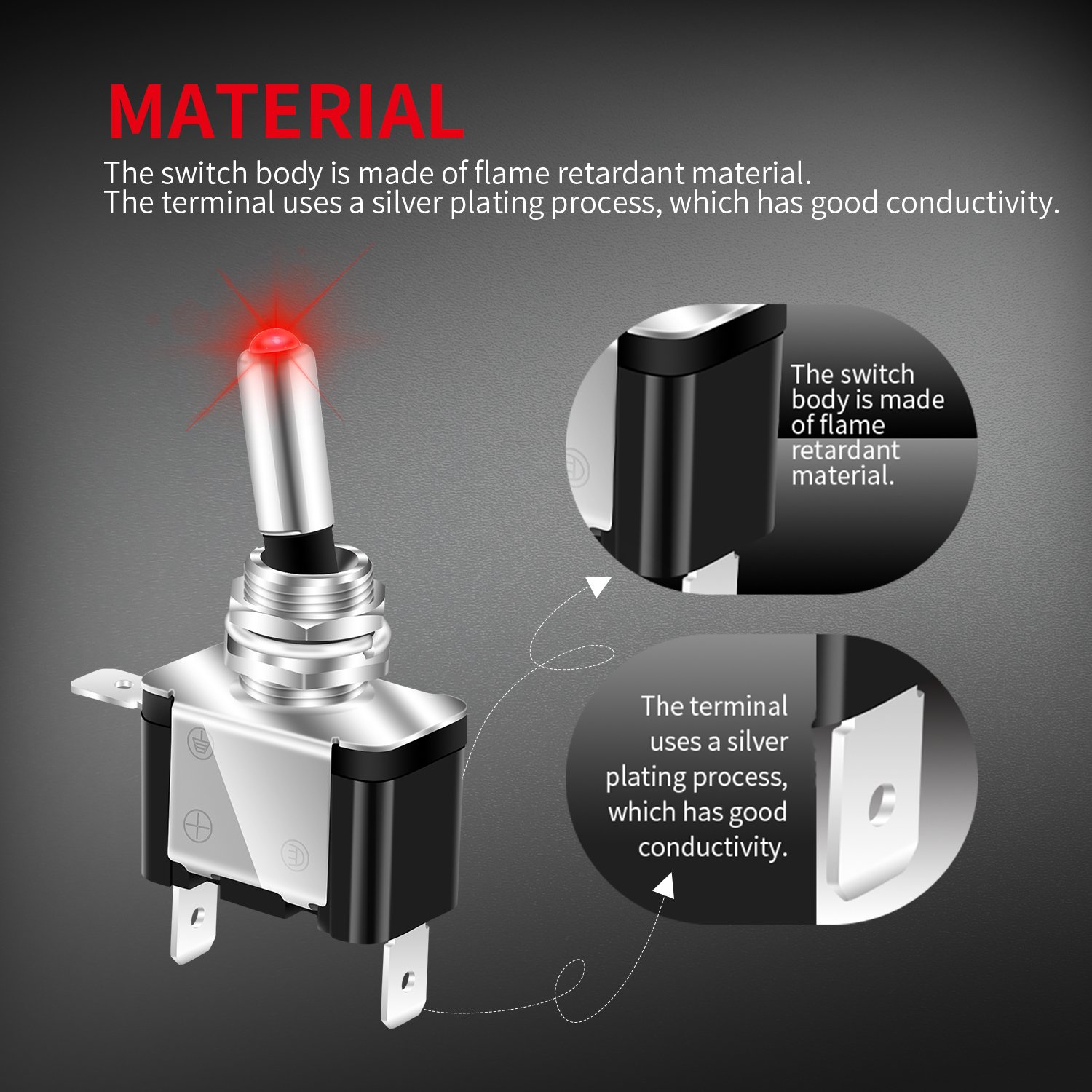 ASW-07D LED Lighted Toggle Switch 12V DC 20A on OFF Heavy Duty Covered Illuminated Lit for Racing Auto Car ATV UTV