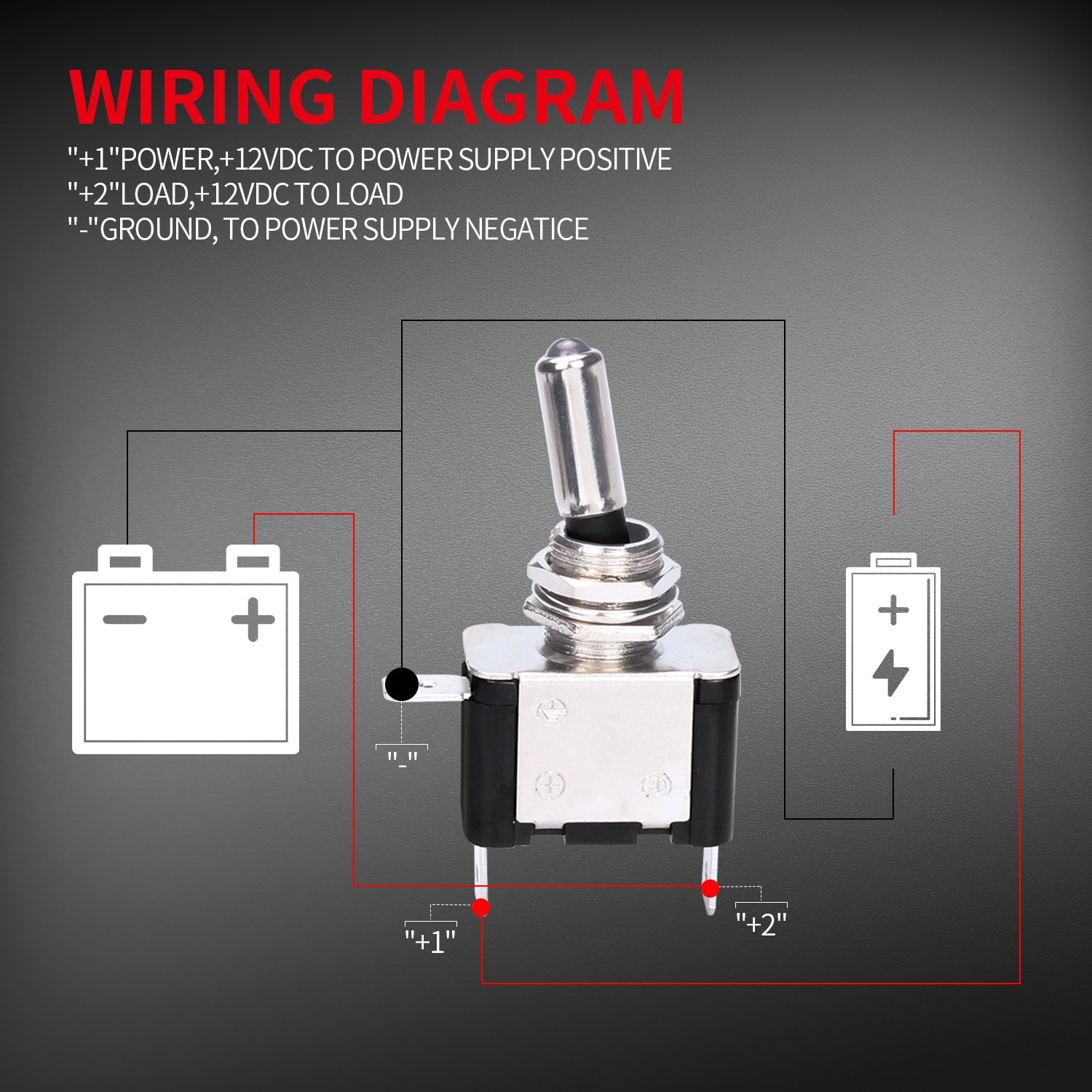 ASW-07D LED Lighted Toggle Switch 12V DC 20A on OFF Heavy Duty Covered Illuminated Lit for Racing Auto Car ATV UTV