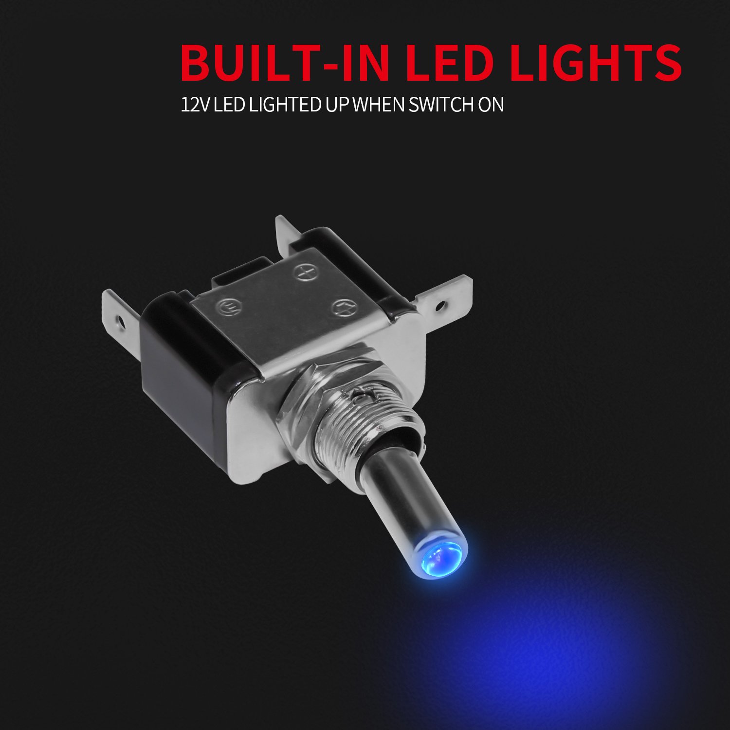 ASW-07D LED Lighted Toggle Switch 12V DC 20A on OFF Heavy Duty Covered Illuminated Lit for Racing Auto Car ATV UTV