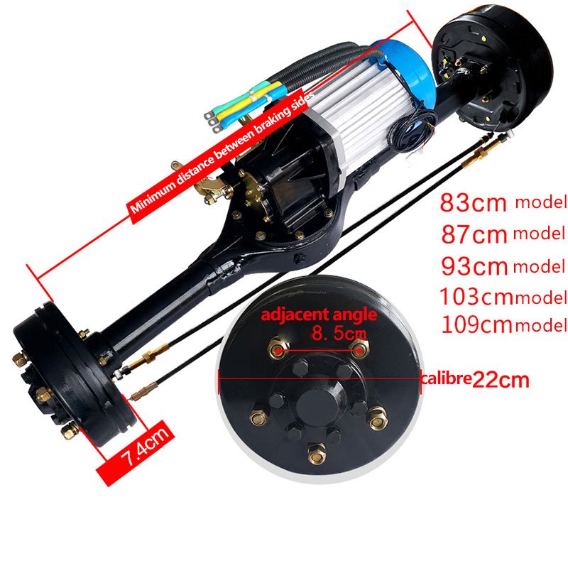 1500W 2200W 3000W Rear Wheel Drive Axle Oil Brake Electric Cart Golf Parts Transaxle Kit
