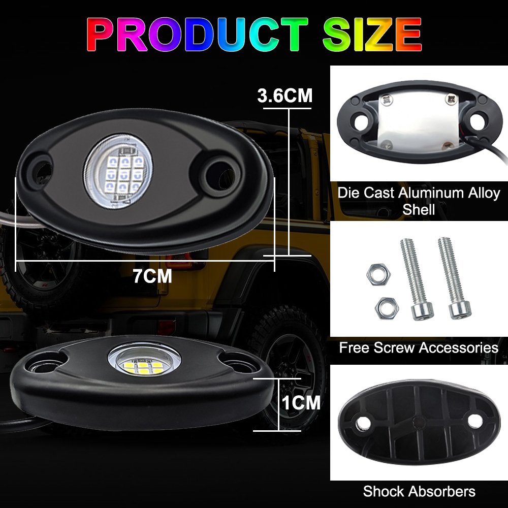 PEL Wholesale Waterproof 12W Single Color 9 Led Pure White Rock Pod Lights for Mini Truck Atv Off Road Truck SUV Motorcycle