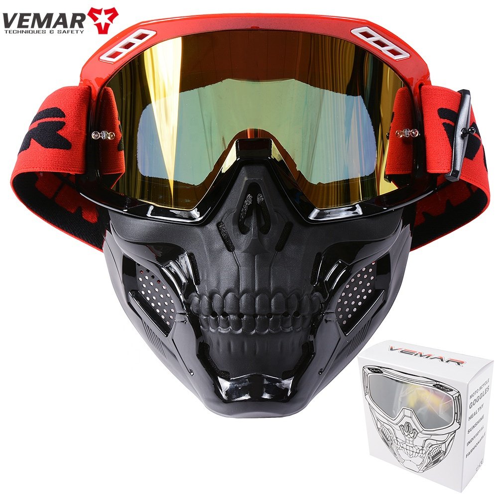 2022 New Windproof Motorcycle Goggles With Mask Motorcycle Moto Glasses ATV Ski Sport MX Off Road Helmet Cycling Racing Goggles