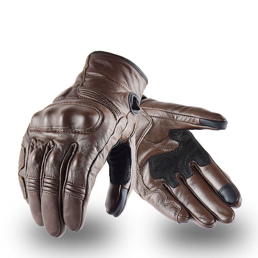 Touch Screen Real Leather Motorcycle Skidproof Hard Knuckle Full Finger Gloves Protective Gear for Outdoor Sports Motocross ATV