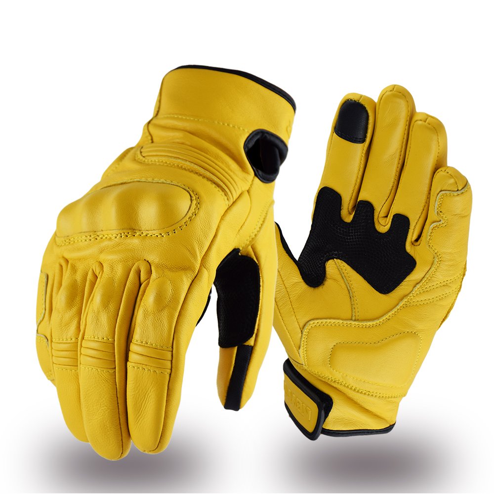 Touch Screen Real Leather Motorcycle Skidproof Hard Knuckle Full Finger Gloves Protective Gear for Outdoor Sports Motocross ATV