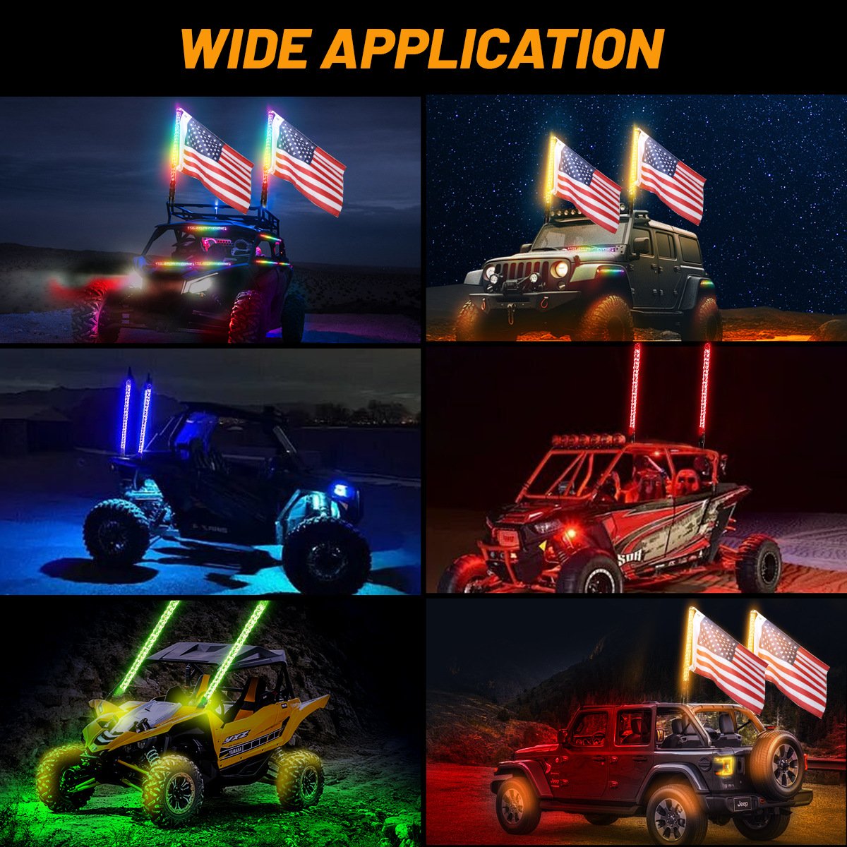 3FT 4FT 5FT Spiral LED Whip Antenna Flag Light APP Sync Control Car LED Whip for ATV UTV