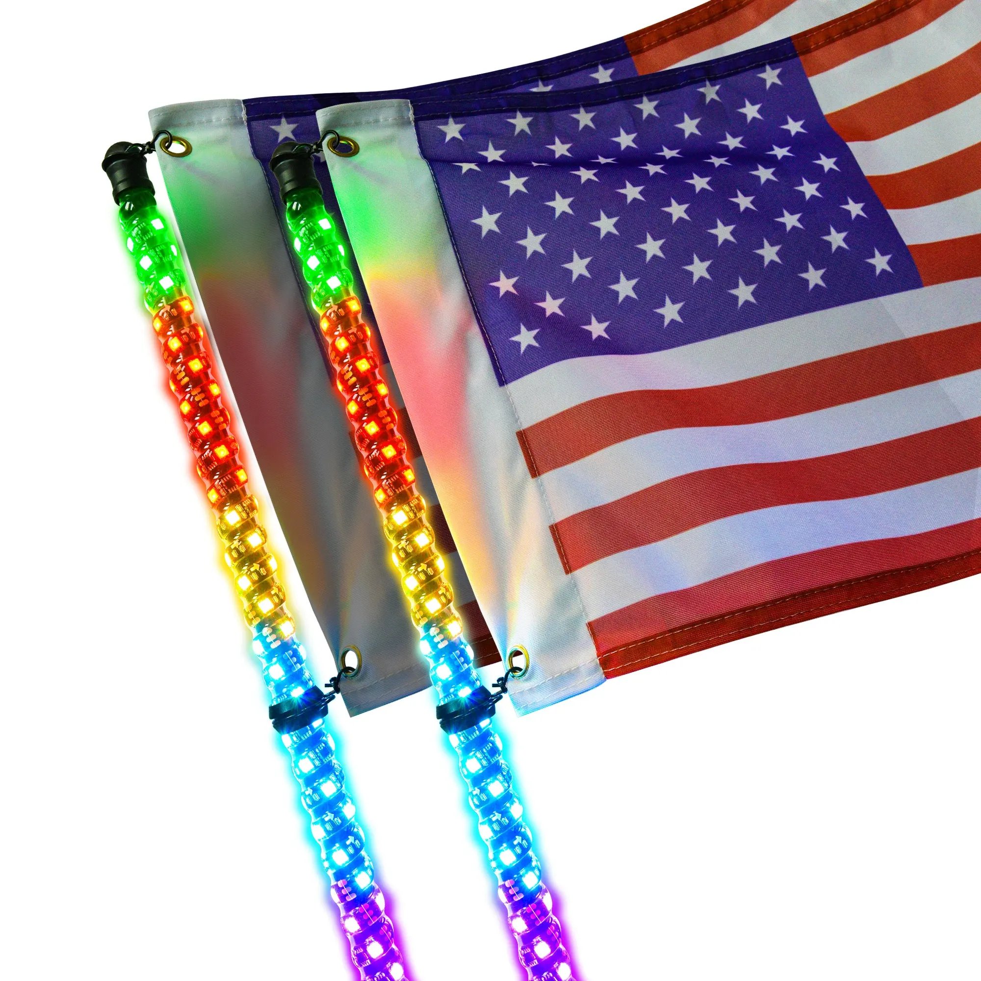 3FT 4FT 5FT Spiral LED Whip Antenna Flag Light APP Sync Control Car LED Whip for ATV UTV