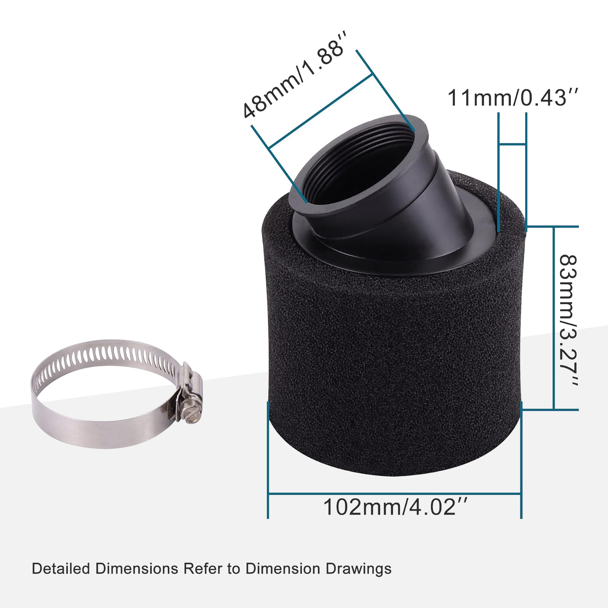 GOOFIT 48mm Air Filter Racing Replacement for GY6 50cc Motorcycle Scooter Bike Dirt Pit ATV Black