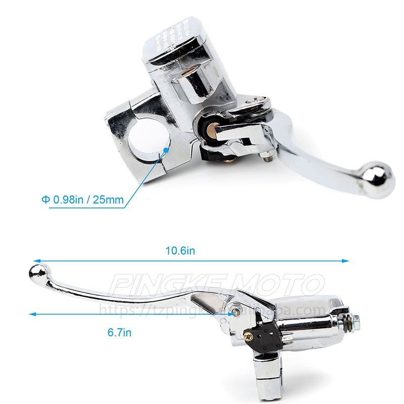 Universal Chrome 1" 25mm Motorcycle Left and Right Brake Clutch Master Cylinder Lever for Honda ATV UTV Parts 10mm Mirror Thread