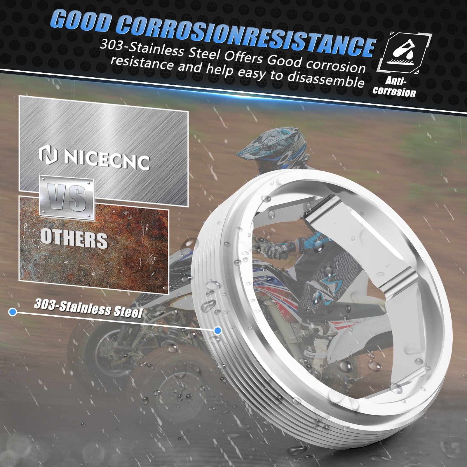 NiceCNC ATV Steering Stem Bearing Holder Nut for YAMAHA Raptor 660R Raptor700/700R Banshee350 YFZ450 450R Accessories