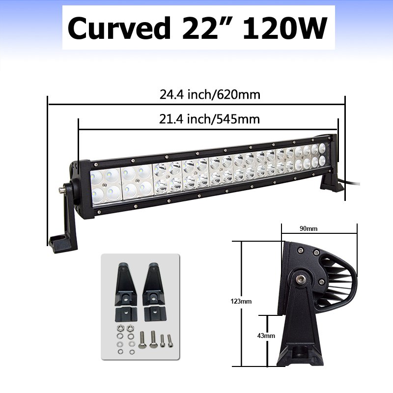 21 32 42 52 Inch Curved LED Light Bar 120W 180W 240W 300W COMBO Dual Row Driving Offroad Car Tractor Truck 4x4 SUV ATV 12V 24V