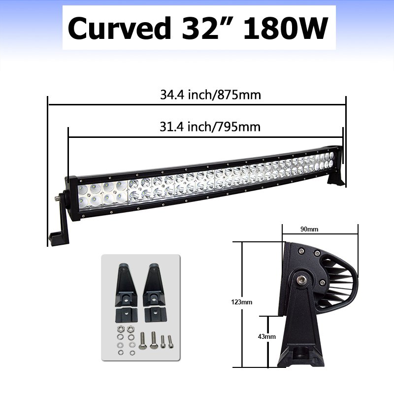 21 32 42 52 Inch Curved LED Light Bar 120W 180W 240W 300W COMBO Dual Row Driving Offroad Car Tractor Truck 4x4 SUV ATV 12V 24V