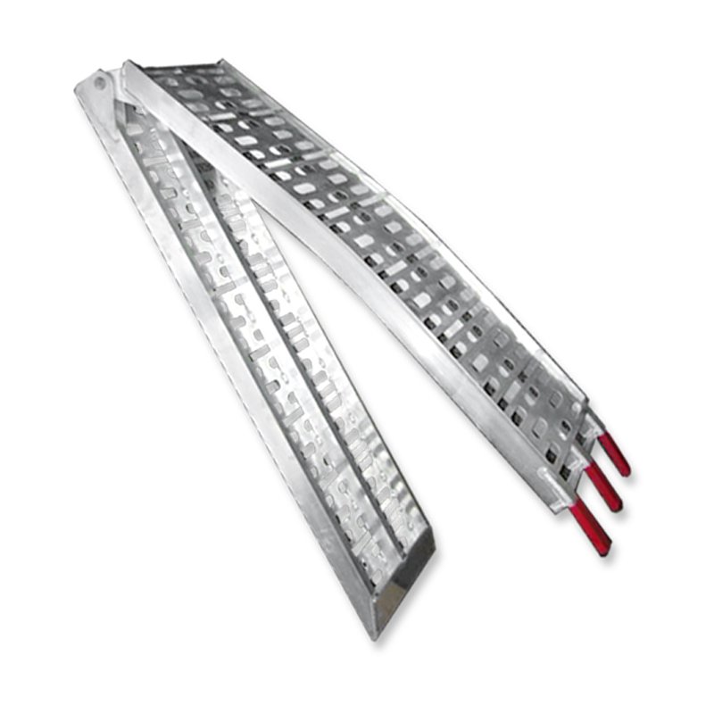 Heavy Duty Two-Section Aluminum Arched ATV UTV Ramp Silver, Foldable Trailer Motorcycle Pickup