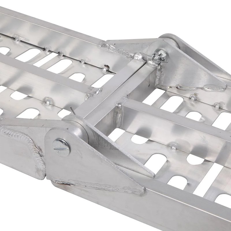 Heavy Duty Two-Section Aluminum Arched ATV UTV Ramp Silver, Foldable Trailer Motorcycle Pickup