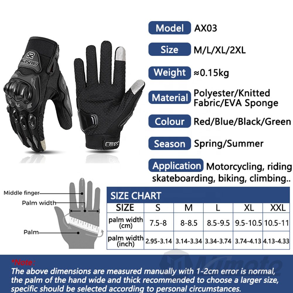 Newest Upgraded Summer Motorcycle Gloves Dual Finger Touchscreen Cycling ATV MTB Breathable Guantes Moto Luvas Bike Riding Glove
