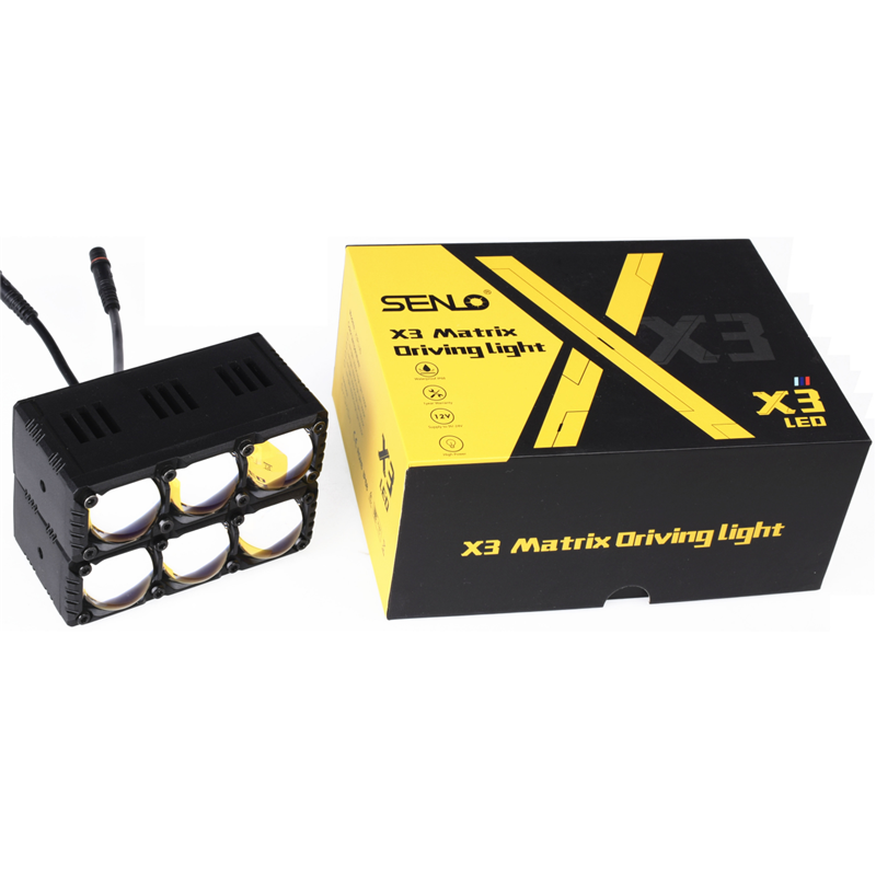 SENLO 3Lens 120W Car Motorcycle LED Spotlight Headlight Daytime Running Lights Mini Laser Light Work Light for Car ATV