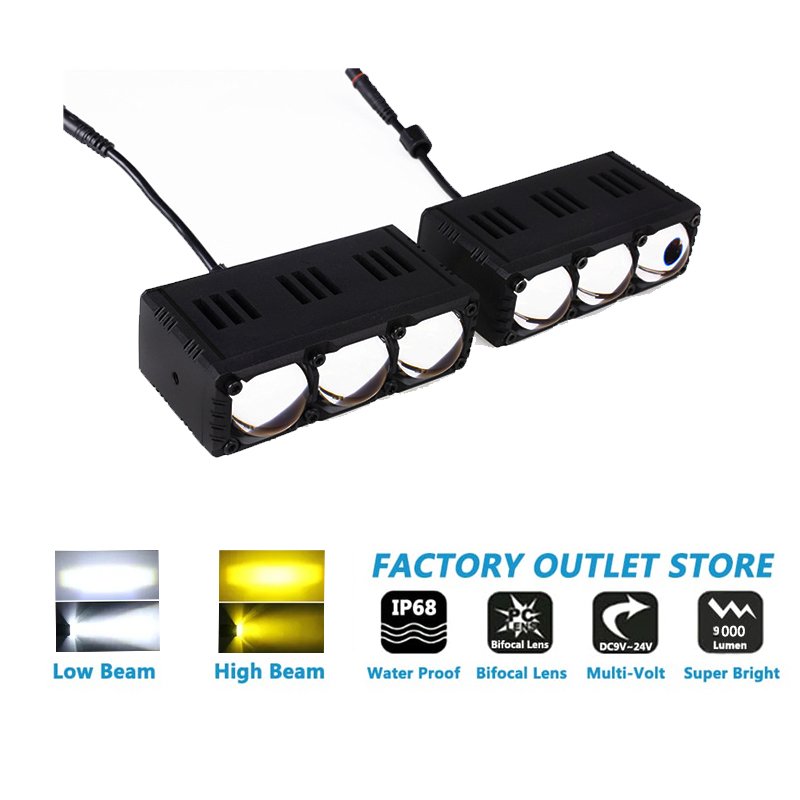 SENLO 3Lens 120W Car Motorcycle LED Spotlight Headlight Daytime Running Lights Mini Laser Light Work Light for Car ATV
