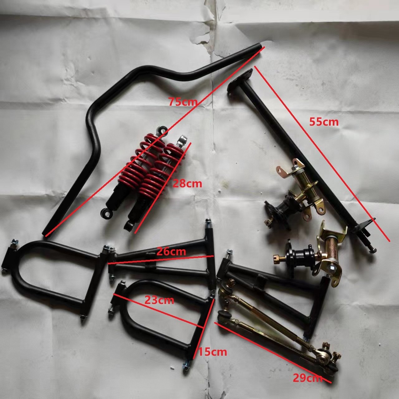 GO KART KARTING UTV Shock Absorbers Front Steering Wheel Suspension Swingarms ATV Front Frame With 7 Inch Wheels