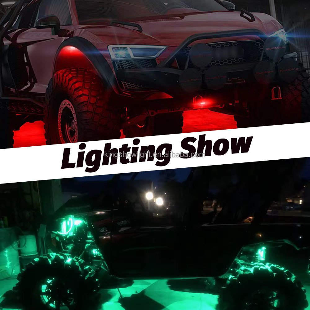 KingShowStar 15 17 20inch General RGBW Rim Lights Car Tire Lights Offroad BT Ctrl Qual Row Wheel Light for Truck UTV ATV Car