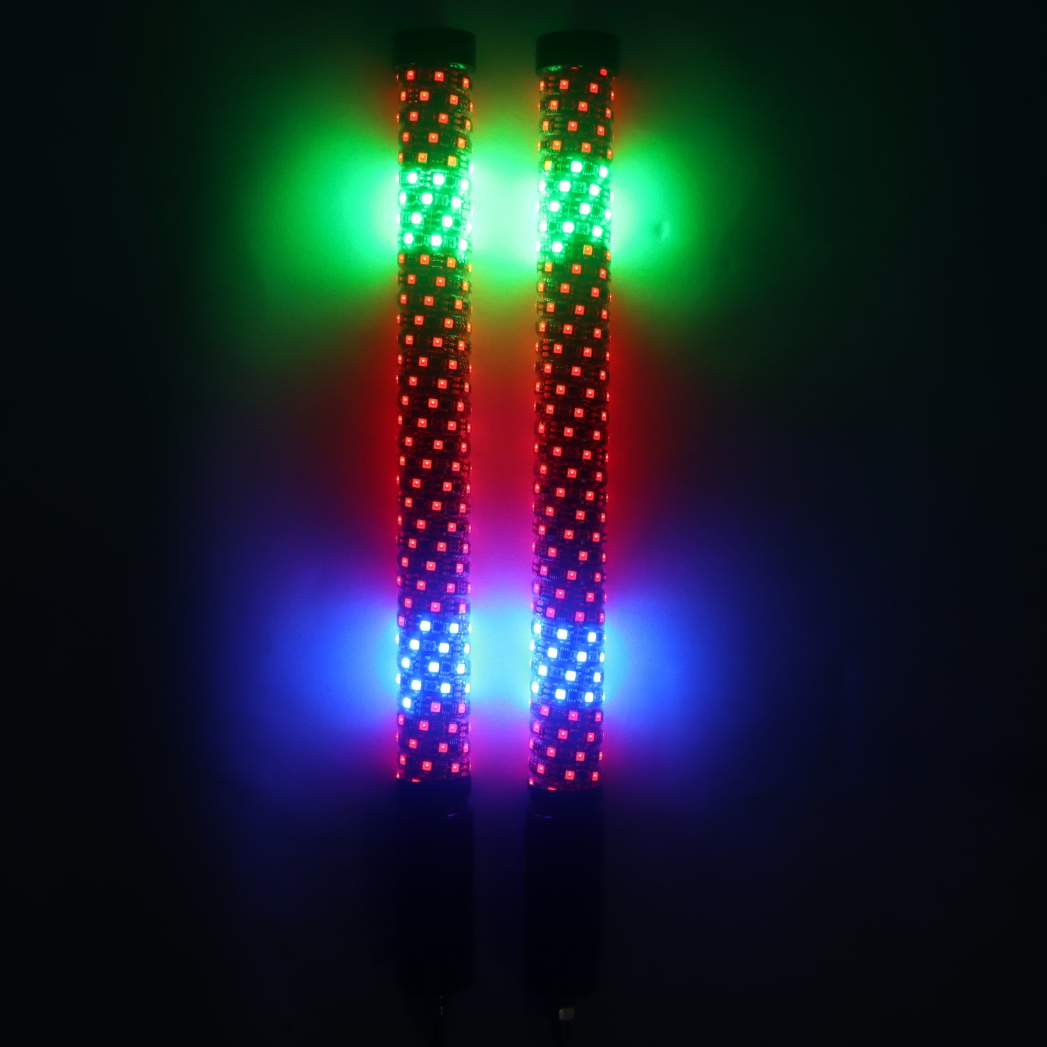 2FT Spiral Chasing Fat Whip LED Light Antenna RGB Chasing Fat LED Chase Whip for UTV